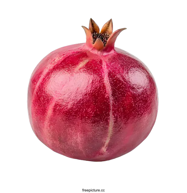 [Transparent Background PNG]Red Ripe Whole Pomegranate Isolated on White Background