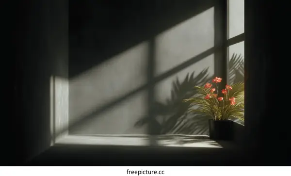Sunlight Through a Window in a Room with Flowers