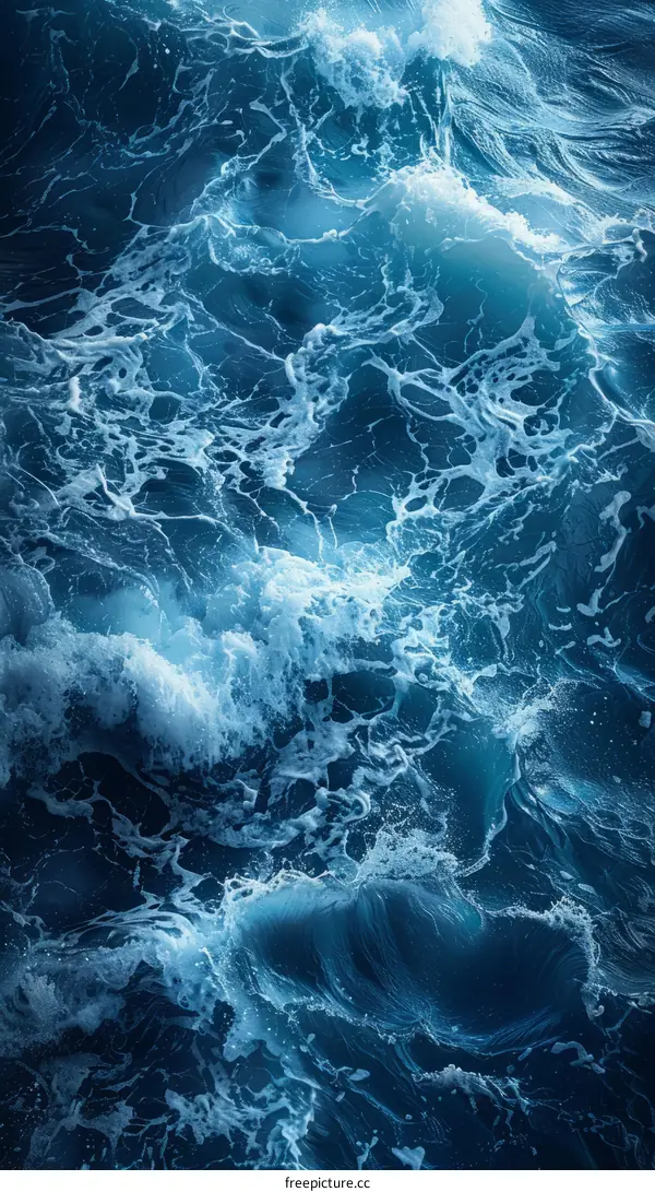 Deep Blue Ocean Waves From Above