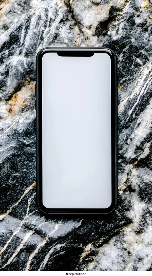 Black Smartphone On A Marble Surface