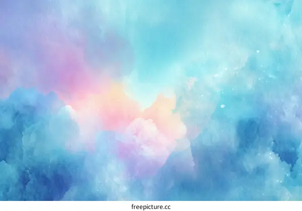 Pastel Watercolor Cloudscape Abstract
