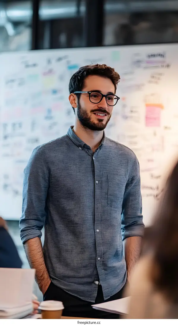 Young Man in a Meeting at Office