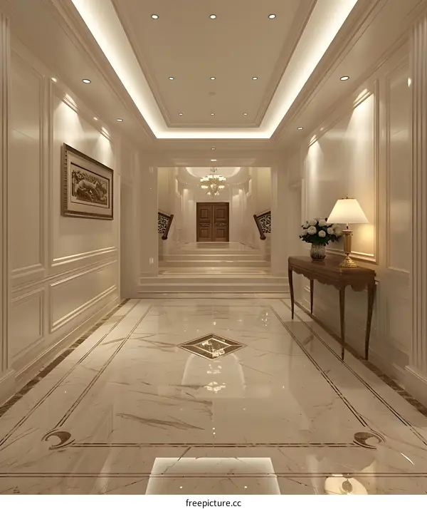 Modern White And Beige Interior Design Of A Luxury Foyer