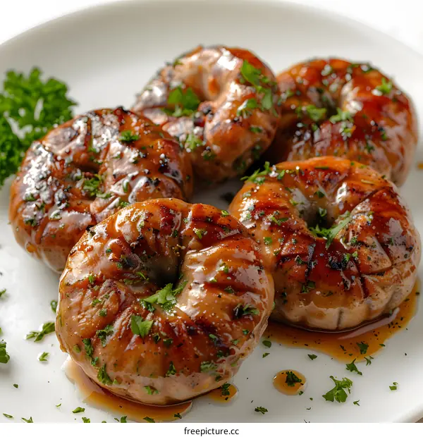 Grilled Sausage Rings on a Plate