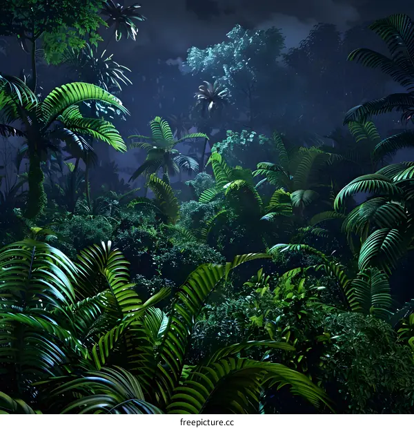 Tropical Rainforest at Night