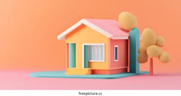 Colorful 3D House Illustration