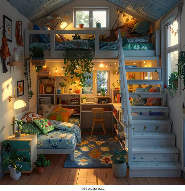 Cozy bedroom with a touch of nature