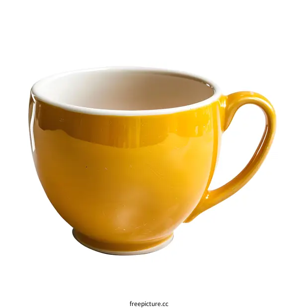 Yellow Ceramic Mug Isolated on White Background