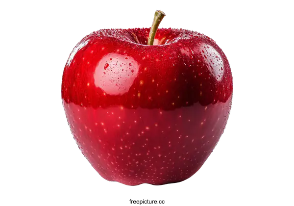 [Transparent Background PNG]Close-up of a Red Apple with Water Droplets