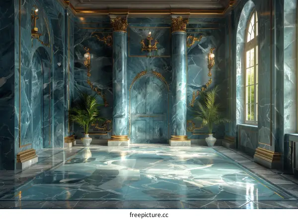 Elegant Turquoise Palace Hallway