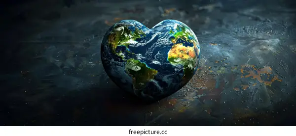 Heart-Shaped Earth: Blue and Green Planet