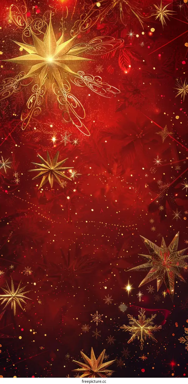 Christmas background with golden snowflakes