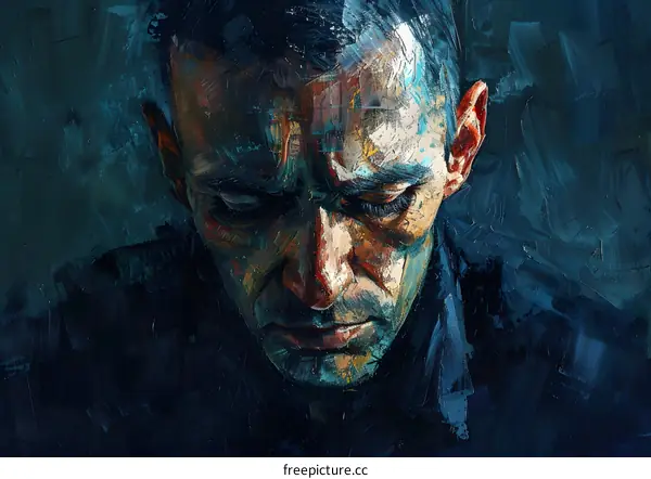 A portrait of a sad man