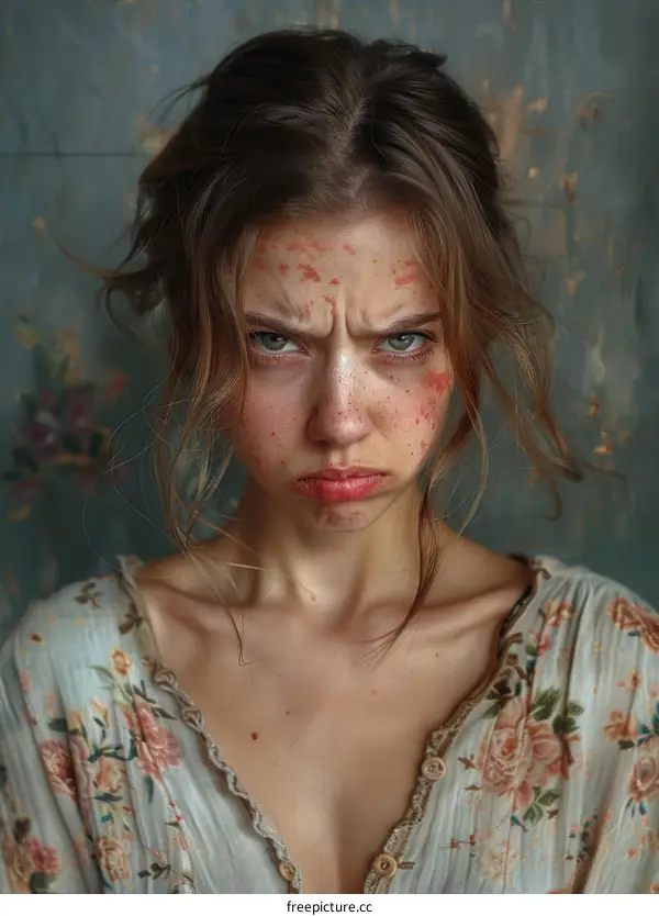 Close Up Portrait of a Woman with Intense Emotions