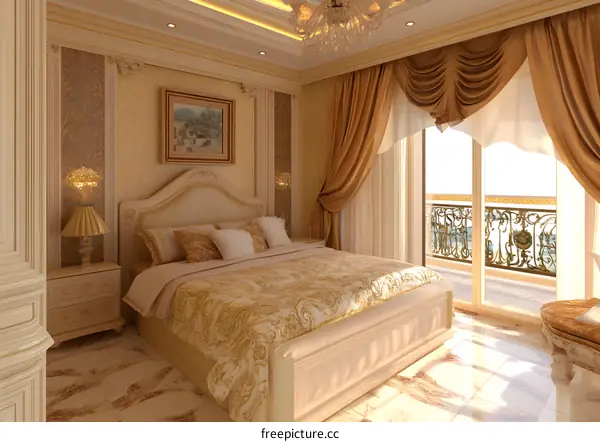 Luxury Bedroom Interior Design With Golden Color Theme