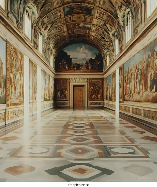 Stunning Interior of the Palace with High Ceilings and Intricate Decorations