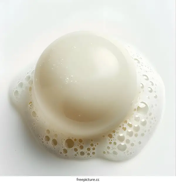 Close-up of a white bubble surrounded by foam