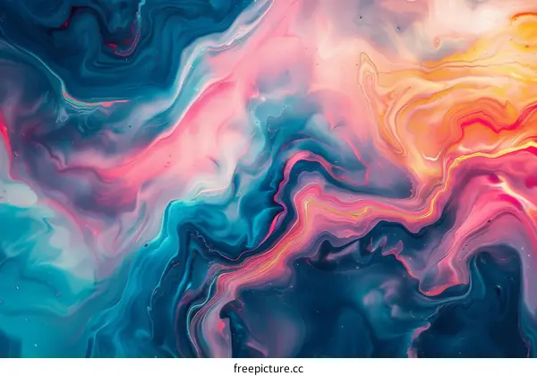 Abstract Colorful Liquid Painting