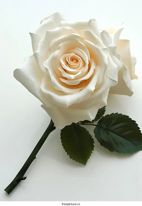 Delicate White Rose on White Background