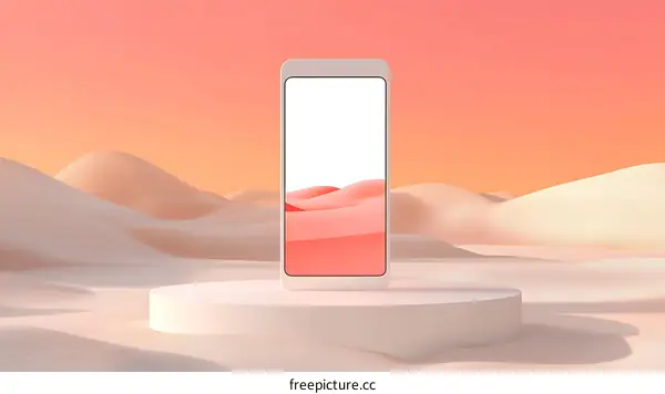 White Smartphone with Desert Landscape Background