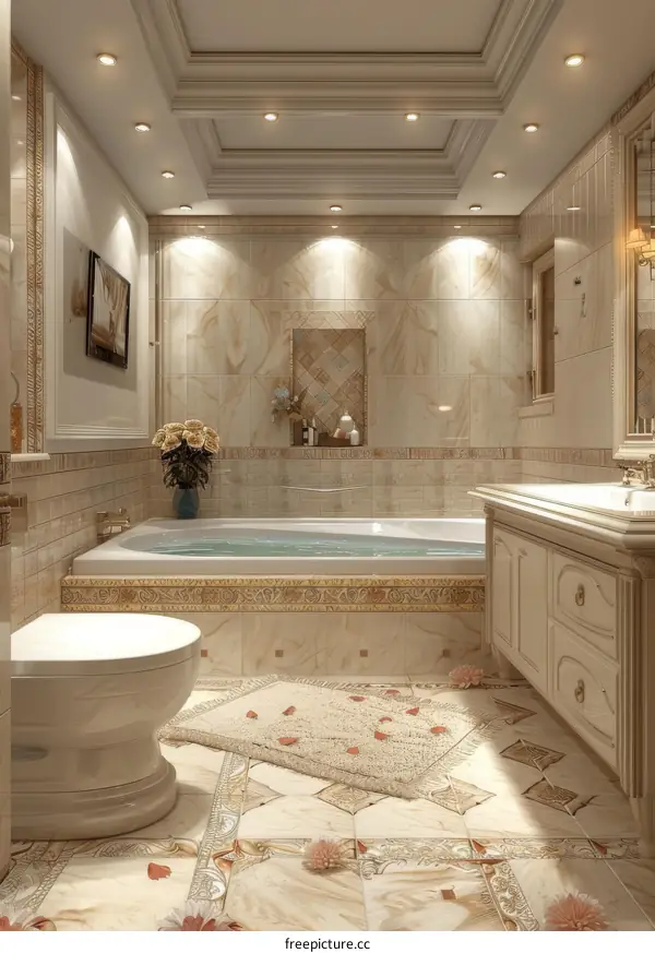 Luxury Beige Bathroom Interior Design