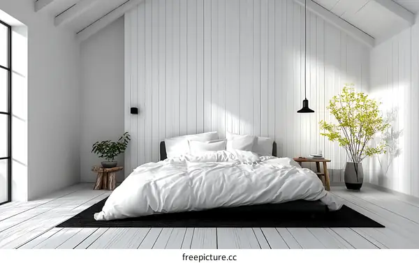 Modern Minimalist White Bedroom Interior Design