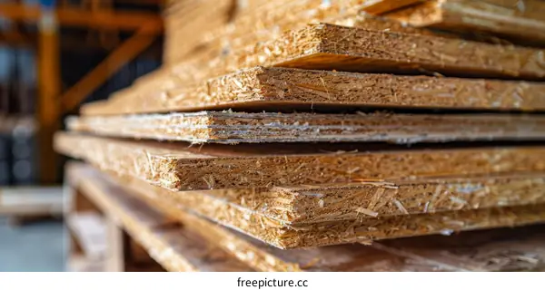OSB Sheets Stacked in a Warehouse