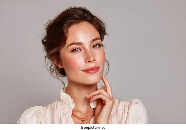 Beautiful Woman with Perfect Skin and Elegant Style