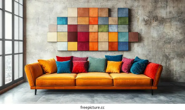 Colorful Living Room with Modern Art and Comfortable Sofa