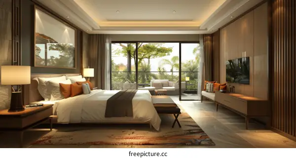 Luxury Modern Bedroom Interior Design Illustration