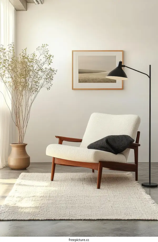 Modern Minimalist Living Room Decor with Cream Rug