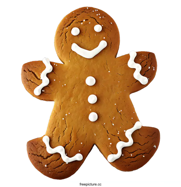 [Transparent Background PNG]Gingerbread Man Cookie on White Background