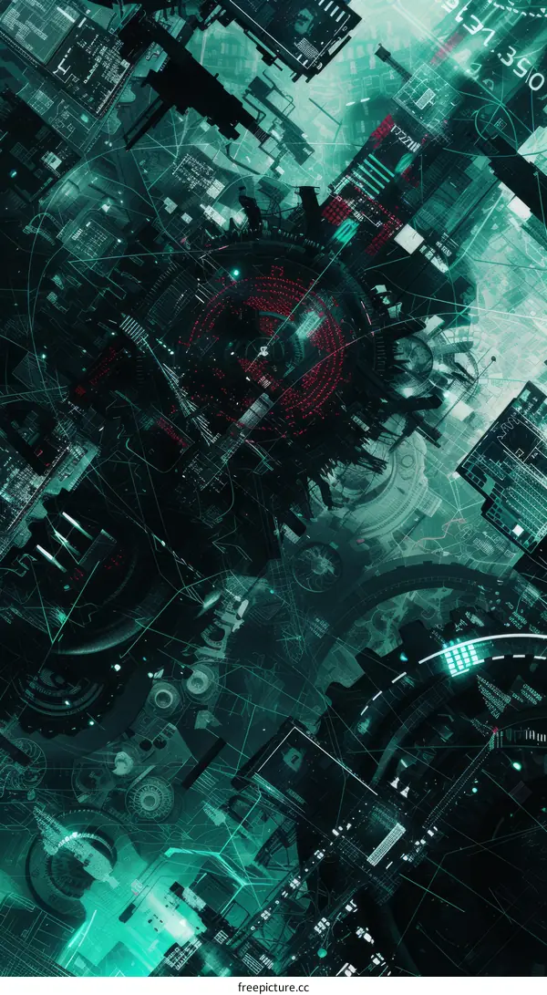 A digital painting of a city in the future with a focus on technology and the digital world