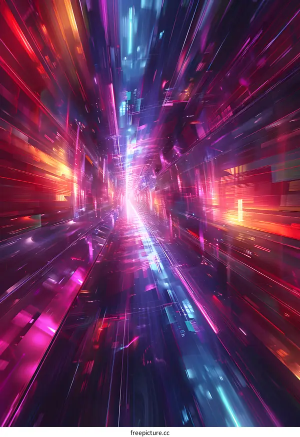 An illustration of a tunnel of colorful lights.