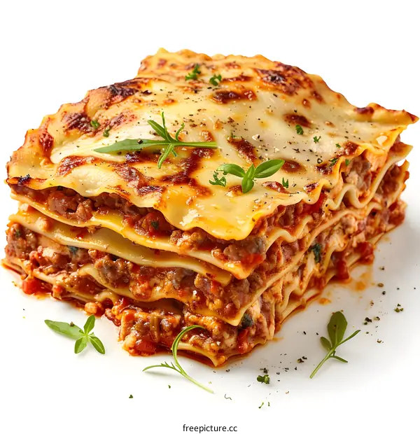A delicious lasagna with tomato sauce and cheese