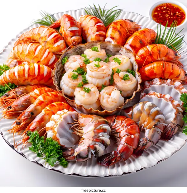 A plate of seafood