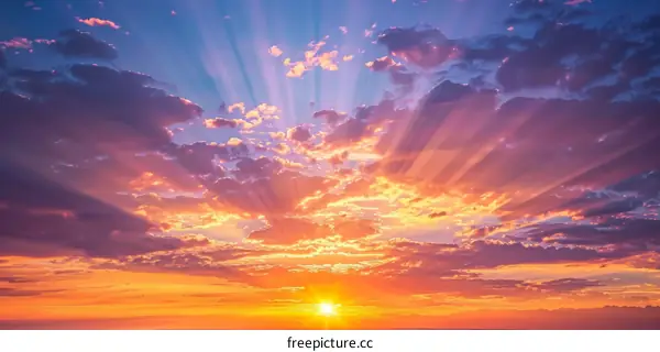 Beautiful Sunset Sky with Clouds