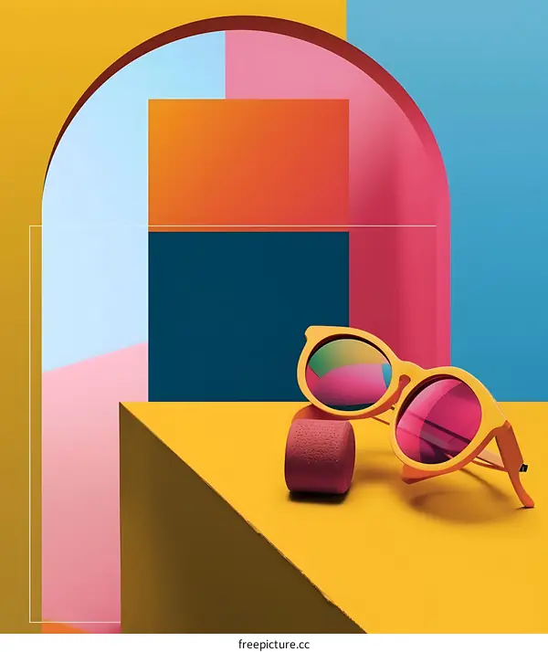 Abstract Colorful Geometric Shapes  with Sunglasses