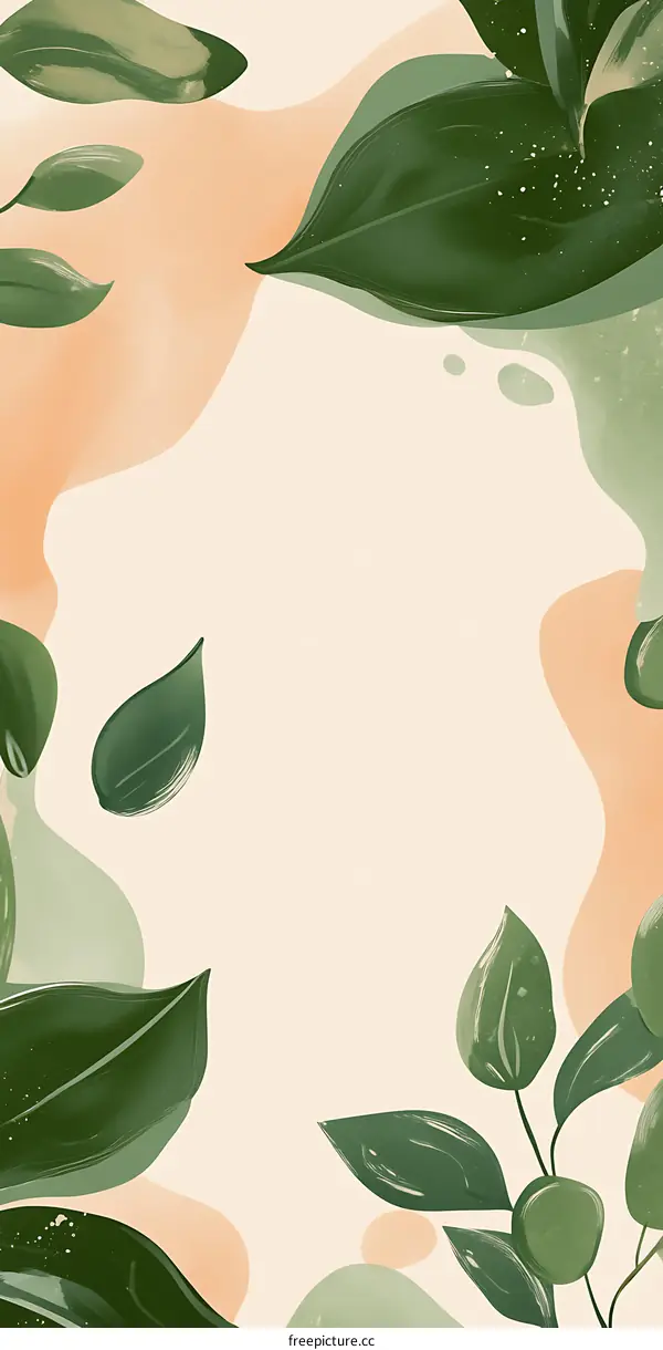 Green Leaf Abstract Watercolor Illustration