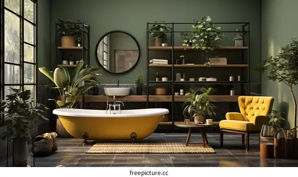 Bathroom Oasis with Greenery