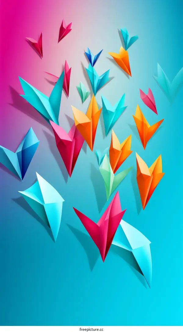 Vivid 3D Paper Planes against a Blue Background