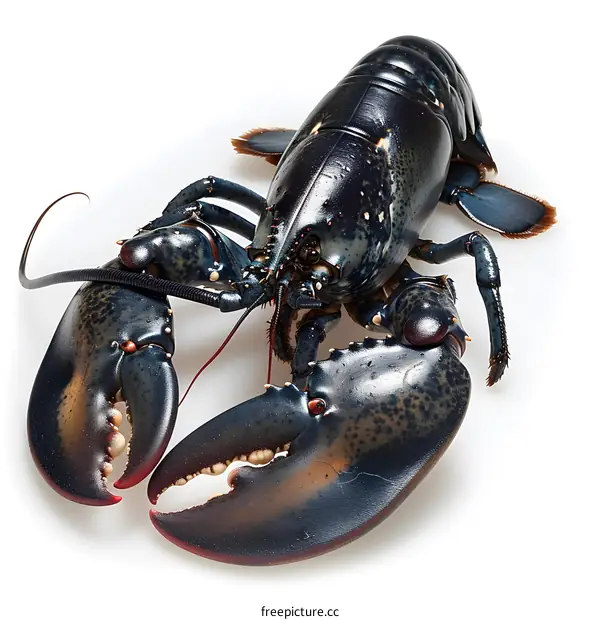 A large blue lobster on a white background