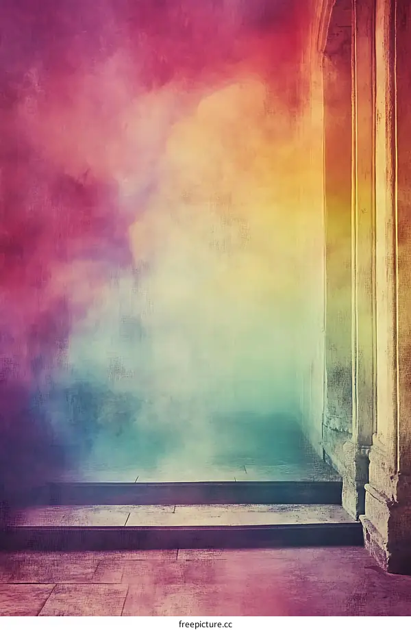 Vintage Rainbow Background With Steps