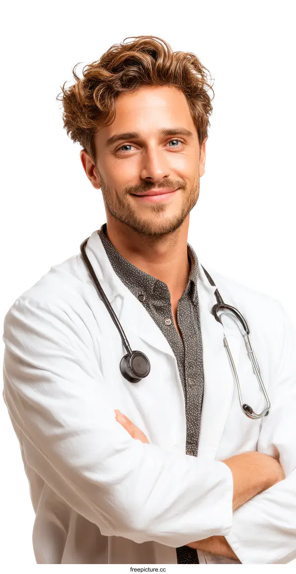 [Transparent Background PNG]Portrait of a Caucasian Male Doctor