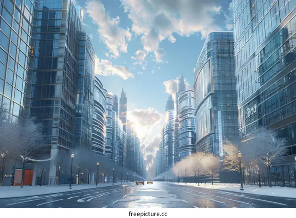 Modern Cityscape in Winter