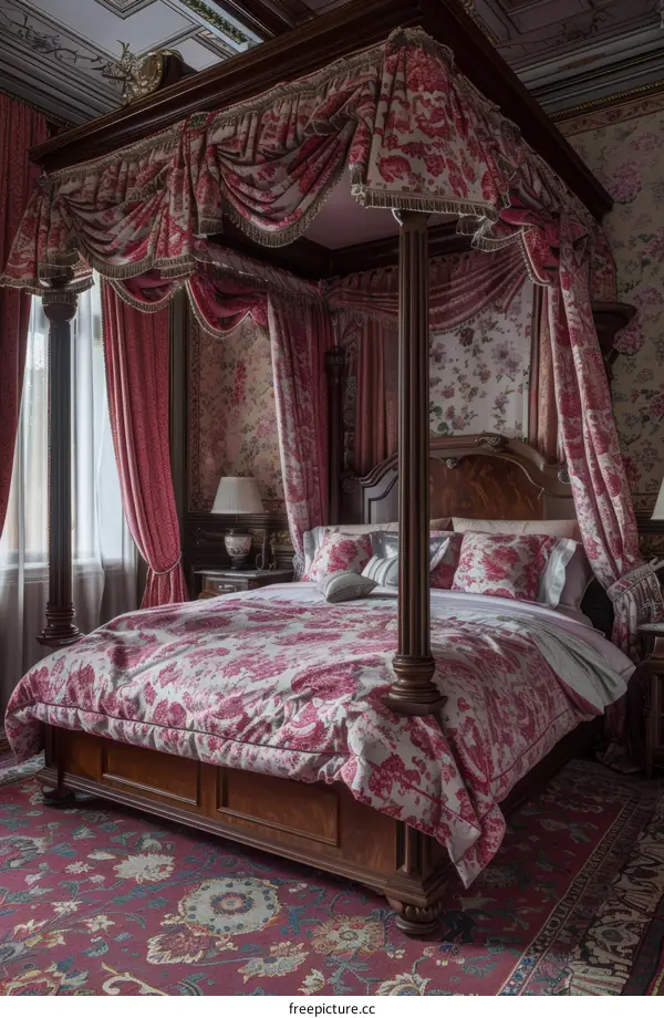 Luxurious Vintage Bedroom with Four-poster Bed