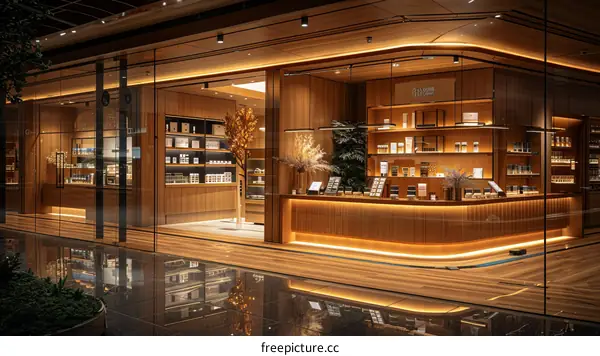 The warm and inviting interior of a luxury retail store