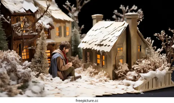 Man Reading a Letter on a Wintery Night