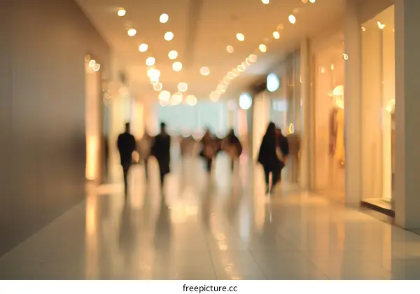 Blurred Shopping Mall Interior with People