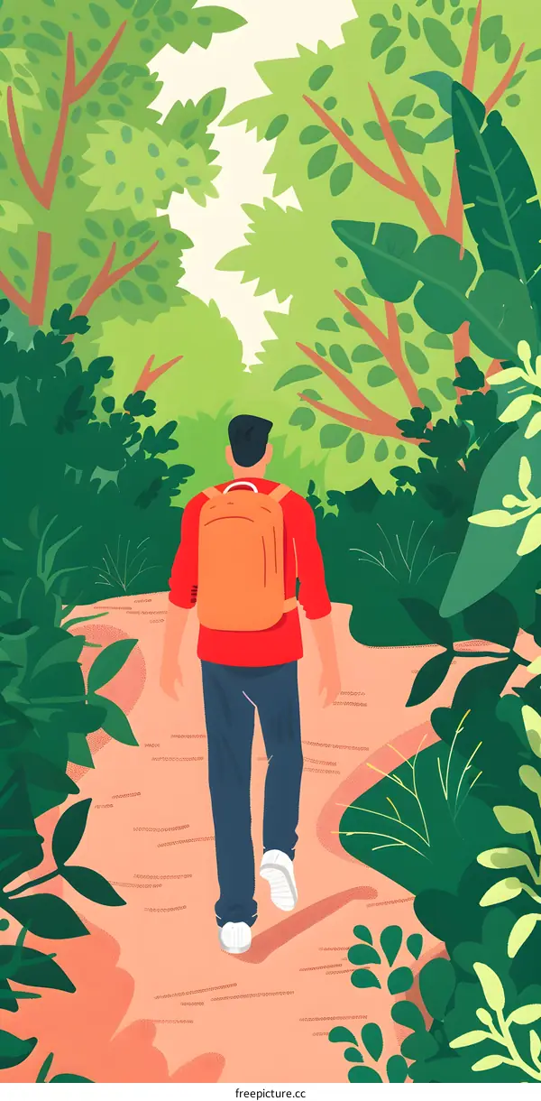 Man Walking Through The Forest